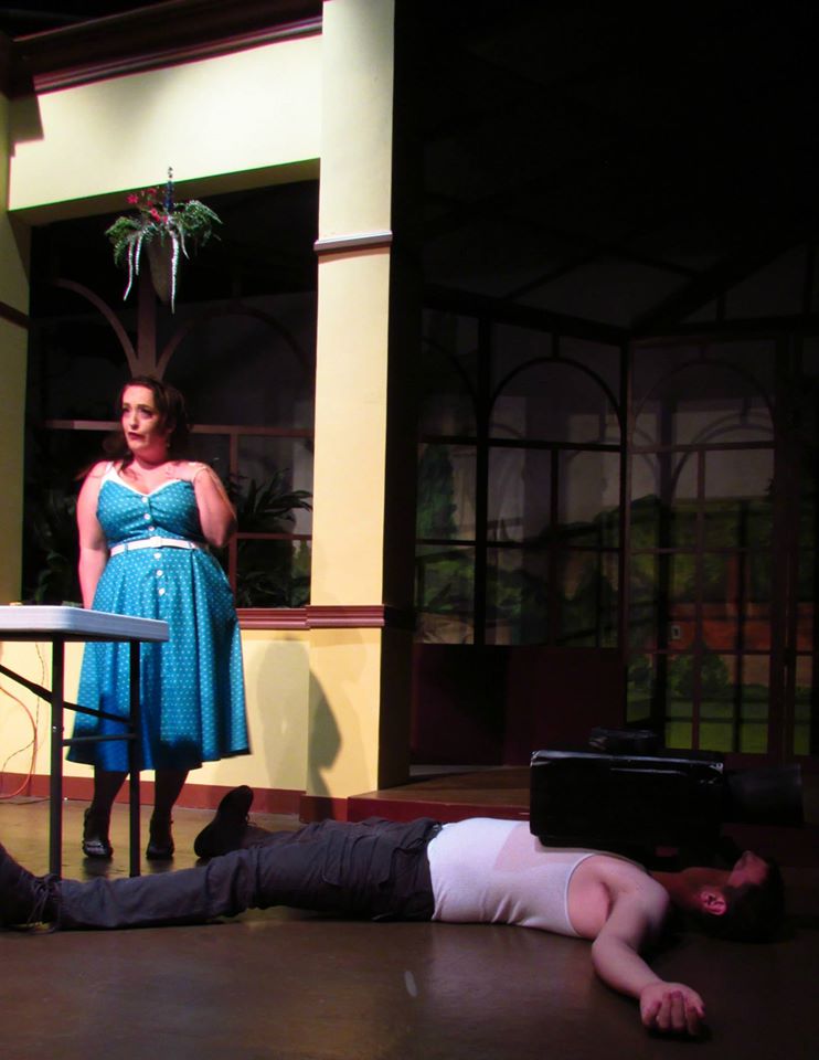 ...which she topples over to crush her next husband, Peter Guness (Colin Willkie).