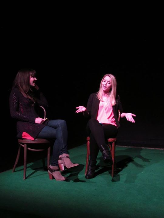 Bonnie (Alexa Alemanni ) listens to her friend Kelen (Beth Schwab) talk about her bad dating experiences.