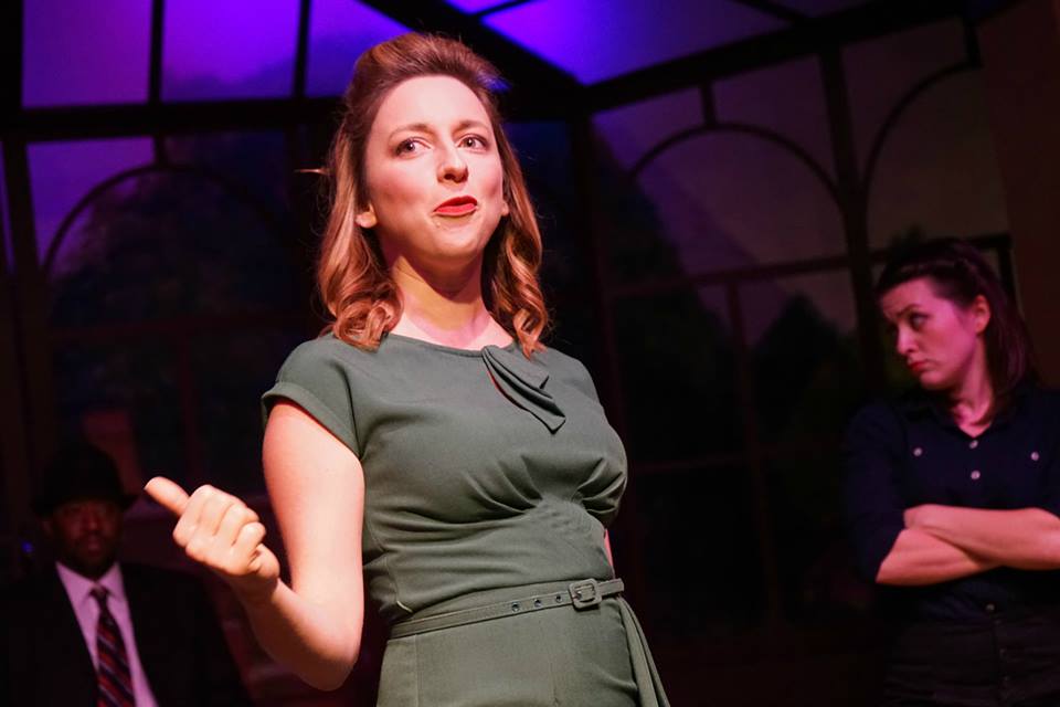 Meredith (Vanessa Claire Stewart) gets the chorus girls ready for a musical number. (L: Victor Isaac, R: Heather Schmidt)