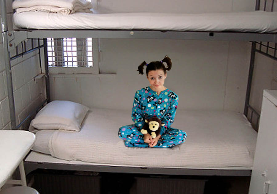 Elizabeth in her jail cell.