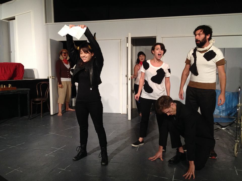 Johnny rejects the Exec's deal and embraces her new role as the animal savior. (L-R: Marian Gonzalez, Heather Schmidt, Natalie Rose, Dana DeRuyck, Nathan Wellman & Zachary Bernstein)