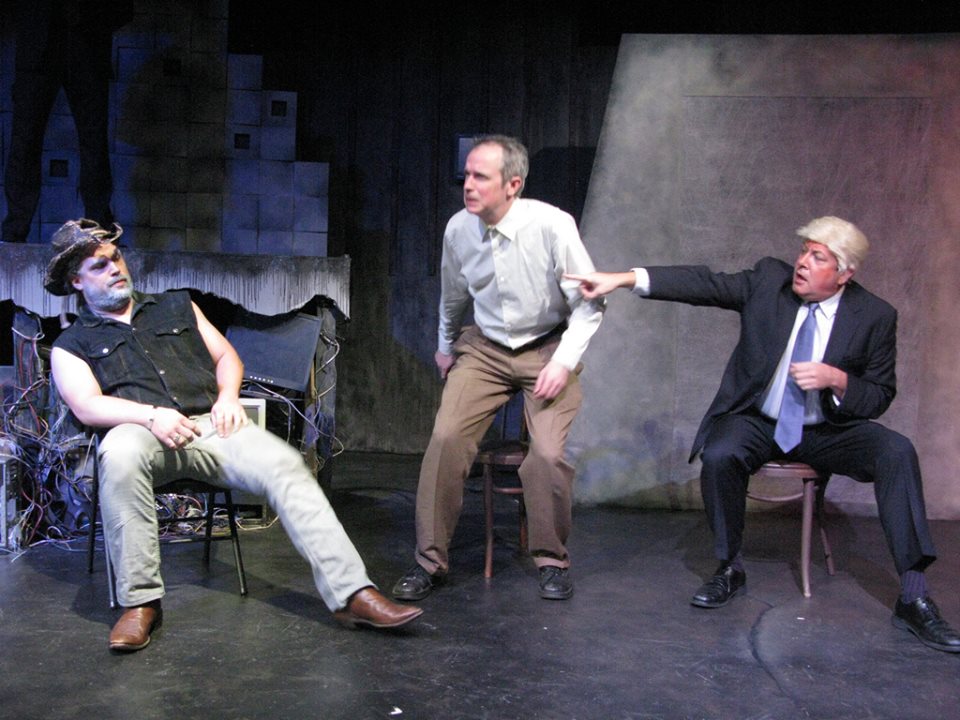 Ted Nugent (David Haverty), Clint Eastwood (Terry Tocantins) and Chris Matthews (Bruno Oliver) on a contentious episode of "Hardball."