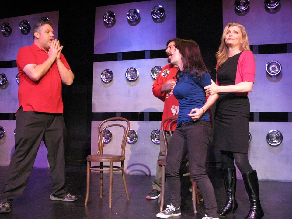 Peter, Winston, Emily (Heather Schmidt) and an intern (Erin Matthews).