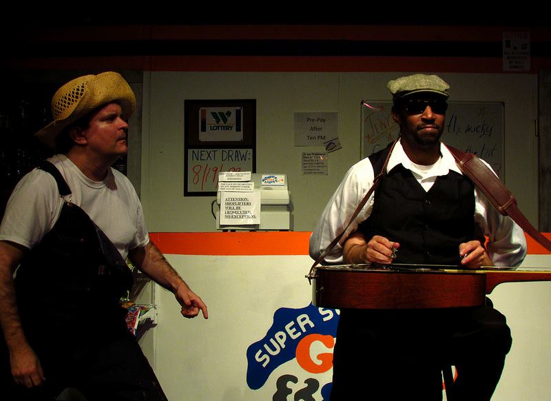 Billy Jub (Jay Bogdanowitsch) makes sure Blind Lemon Custard (Victor Isaac) threw the Bubs off his trail.