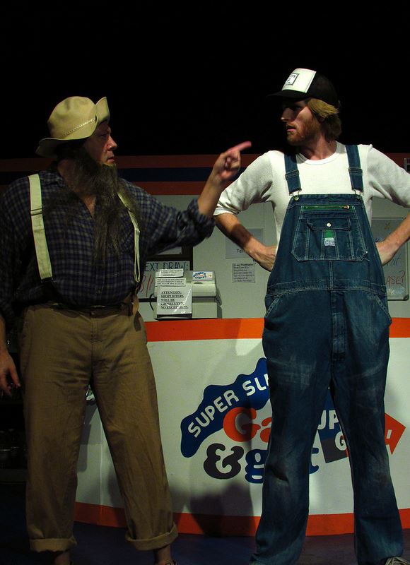 Papa Bub (Bruno Oliver) and Delmer (Chris Greenwood) search for Maybelle.
